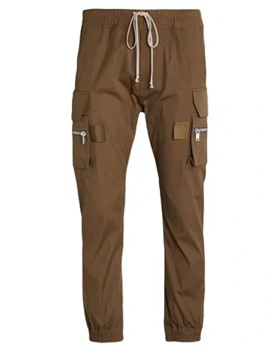 Rick Owens Man Pants Military Green Size 36 Cotton, Elastane In Brown