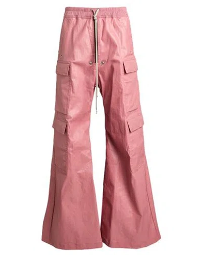 Rick Owens Man Pants Pink Size 32 Cotton, Elastomultiester, Rubber