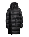 Rick Owens Quilted Black Down Coat With Design In Black
