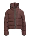 Rick Owens Man Puffer Chocolate Brown Size 38 Polyester, Virgin Wool In Burgundy