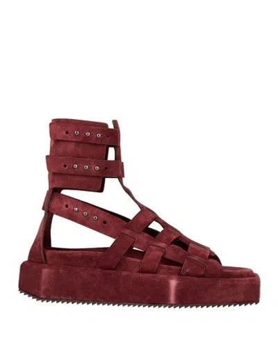 Rick Owens Man Sandals Burgundy Size 8 Leather