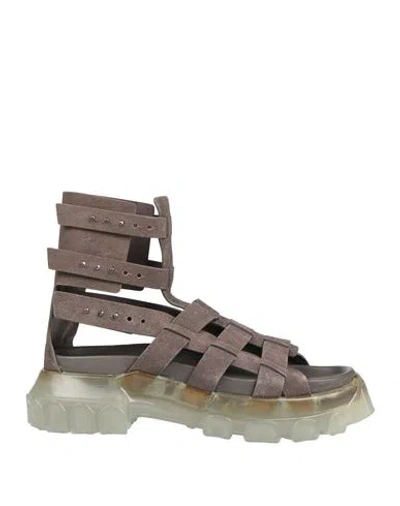 Rick Owens Man Sandals Khaki Size 9 Soft Leather In Brown