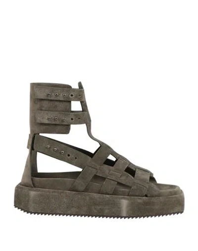 Rick Owens Man Sandals Military Green Size 8 Leather