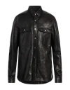 Rick Owens Black Porterville Outershirt Leather Jacket In Black