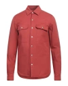 Rick Owens Man Shirt Brick Size 38 Cotton, Elastane In Red