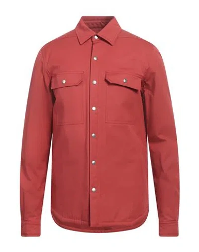 Rick Owens Man Shirt Brick Size 38 Cotton, Elastane In Red