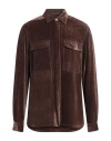 Rick Owens Man Shirt Brown Size 38 Viscose, Silk In Brown