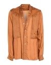 Rick Owens Man Shirt Camel Size 38 Cupro In Brown