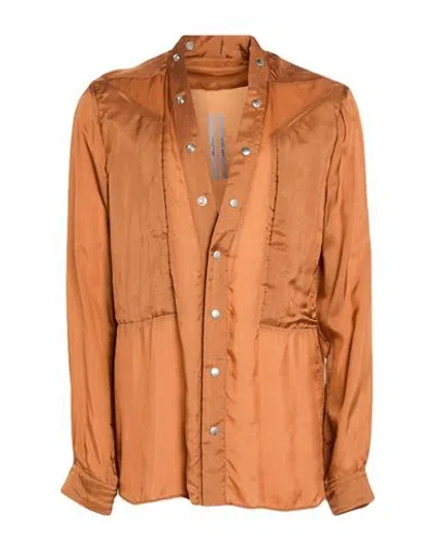 Rick Owens Man Shirt Camel Size 38 Cupro In Brown