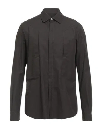 Rick Owens Man Shirt Charcoal Size 38 Cotton In Brown
