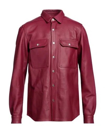 Rick Owens Man Shirt Garnet Size 46 Cow Leather In Red