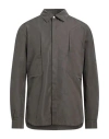 Rick Owens Faille Overshirt With Fog Pockets In Grey