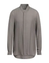 Rick Owens Man Shirt Grey Size 40 Viscose, Silk In Grey
