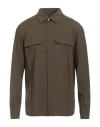 Rick Owens Man Shirt Khaki Size 38 Virgin Wool, Elastane In Brown