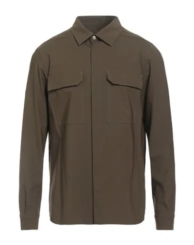Rick Owens Man Shirt Khaki Size 38 Virgin Wool, Elastane In Brown