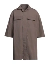 Rick Owens Man Shirt Khaki Size 38 Cotton, Elastane In Grey