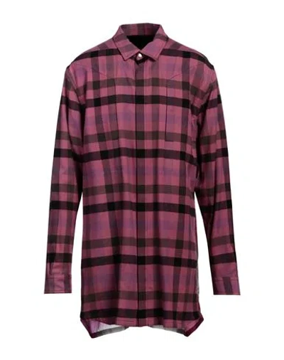 Rick Owens Man Shirt Magenta Size 40 Cotton, Cupro In Pink
