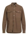 Rick Owens Man Shirt Military Green Size 38 Cotton In Brown
