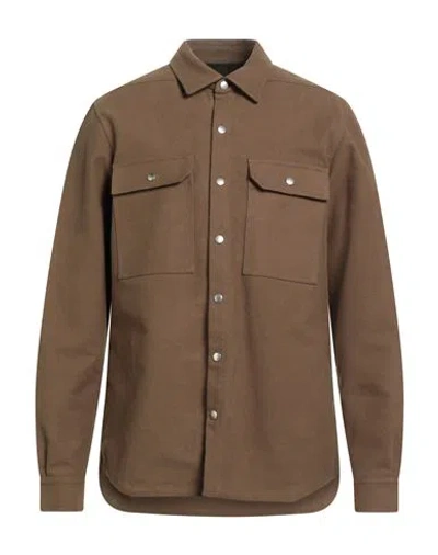 Rick Owens Man Shirt Military Green Size 38 Cotton In Brown