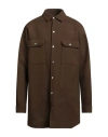 Rick Owens Man Shirt Military Green Size 38 Wool In Brown