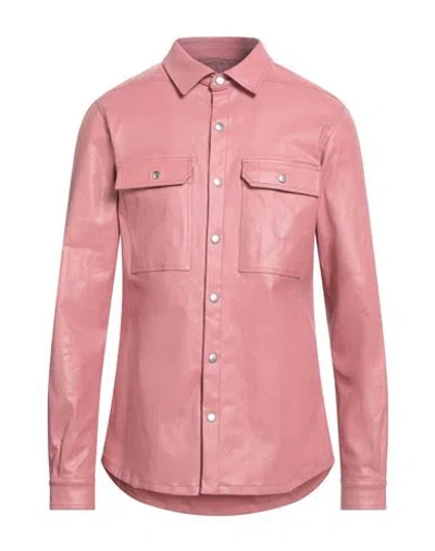 Rick Owens Man Shirt Pink Size 40 Cotton, Elastane