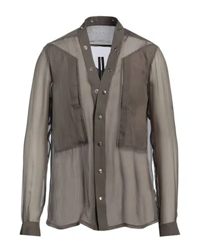 Rick Owens Man Shirt Taupe Size 38 Silk In Gray