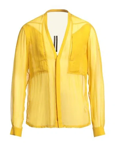 Rick Owens Man Shirt Yellow Size 38 Silk