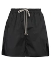 Rick Owens Straight-leg Stretch-cotton Poplin Drawstring Shorts In Black