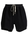 Rick Owens Man Shorts & Bermuda Shorts Black Size 36 Virgin Wool, Cotton, Elastane