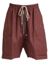 Rick Owens Man Shorts & Bermuda Shorts Chocolate Brown Size 34 Cotton, Elastane In Red