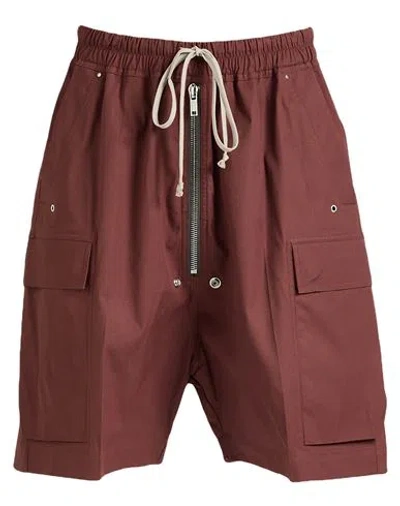 Rick Owens Man Shorts & Bermuda Shorts Chocolate Brown Size 34 Cotton, Elastane In Red