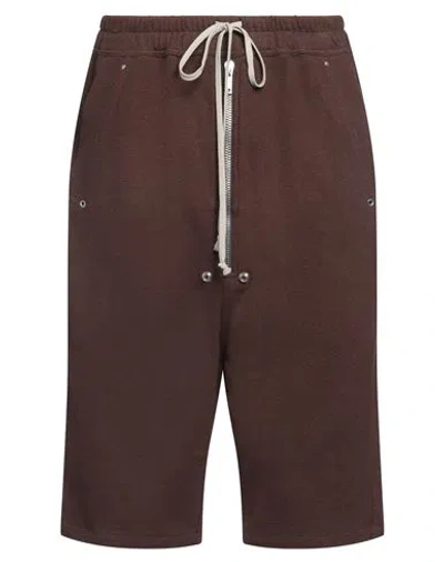 Rick Owens Man Shorts & Bermuda Shorts Chocolate Brown Size 38 Cotton