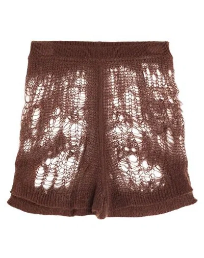 Rick Owens Man Shorts & Bermuda Shorts Chocolate Brown Size M Polyamide, Mohair Wool, Wool