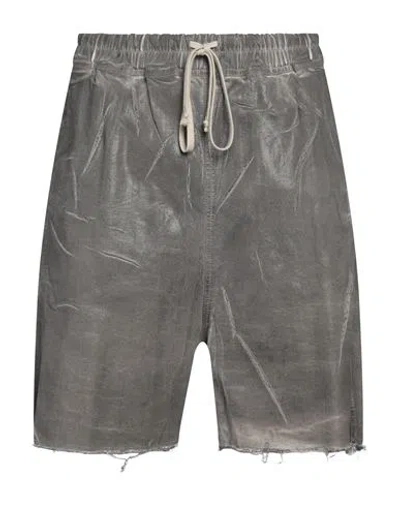 Rick Owens Man Shorts & Bermuda Shorts Grey Size 32 Cotton, Elastane