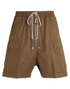Rick Owens Man Shorts & Bermuda Shorts Military Green Size 34 Cotton, Elastane In Brown
