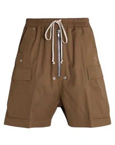 Rick Owens Man Shorts & Bermuda Shorts Military Green Size 34 Cotton, Elastane In Brown
