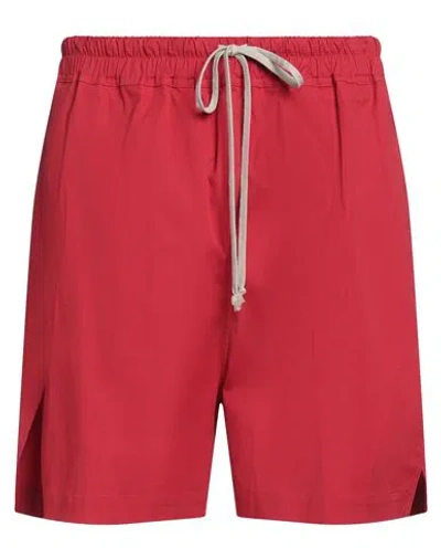 Rick Owens Man Shorts & Bermuda Shorts Red Size 32 Cotton, Elastane