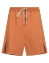 Rick Owens Man Shorts & Bermuda Shorts Rust Size 32 Cotton, Elastane In Red