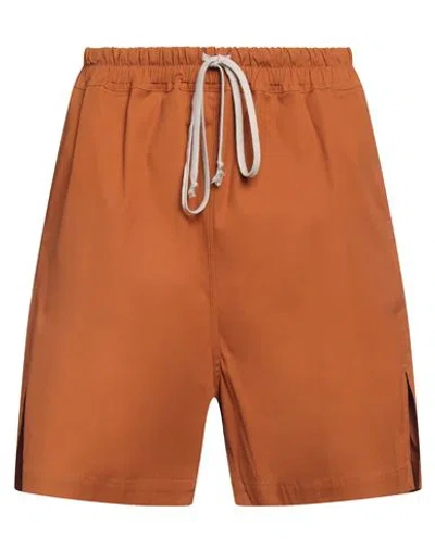 Rick Owens Man Shorts & Bermuda Shorts Tan Size 32 Cotton, Elastane In Brown