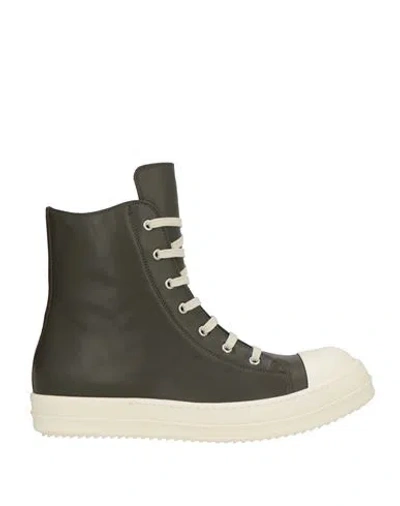 Rick Owens Man Sneakers Dark Green Size 13 Leather