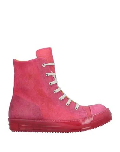 Rick Owens Men’s Fuchsia High-Top Leather Sneakers - Casual Chic Rick Owens Men main image 3