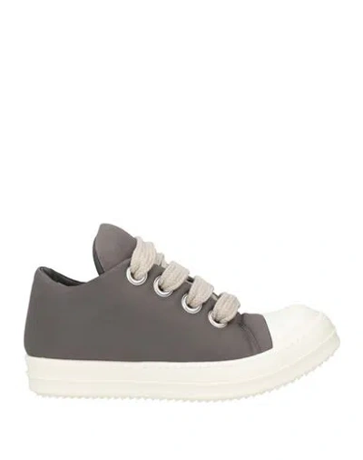 Rick Owens Man Sneakers Grey Size 9 Leather, Rubber In Gray