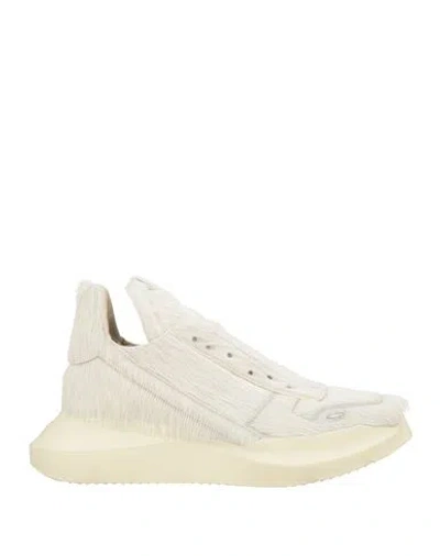 Rick Owens Man Sneakers Ivory Size 8 Leather In White