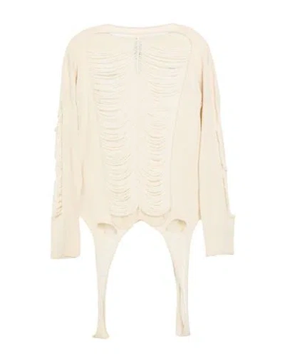 Rick Owens Man Sweater Beige Size L Virgin Wool In Neutral