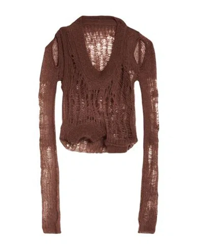 Rick Owens Man Sweater Chocolate Brown Size M Polyamide, Mohair Wool, Wool