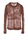 Rick Owens Man Sweater Chocolate Brown Size M Polyamide, Mohair Wool, Wool In Brown
