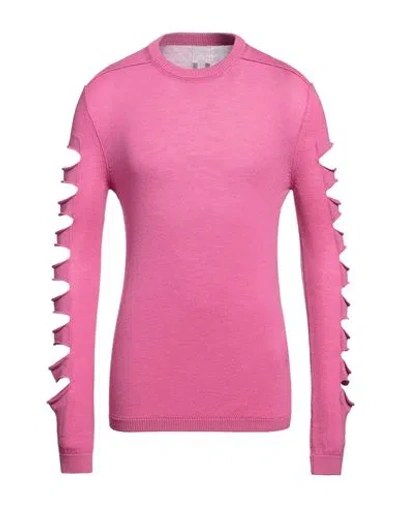 Rick Owens Man Sweater Magenta Size M Virgin Wool, Cotton In Pink
