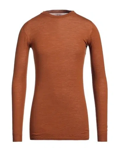 Rick Owens Man Sweater Tan Size S Virgin Wool In Brown