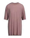 Rick Owens Man T-shirt Antique Rose Size S Cupro, Elastane In Pink