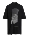 Rick Owens Ron Jumbo Embroidered Cotton T-shirt In Black